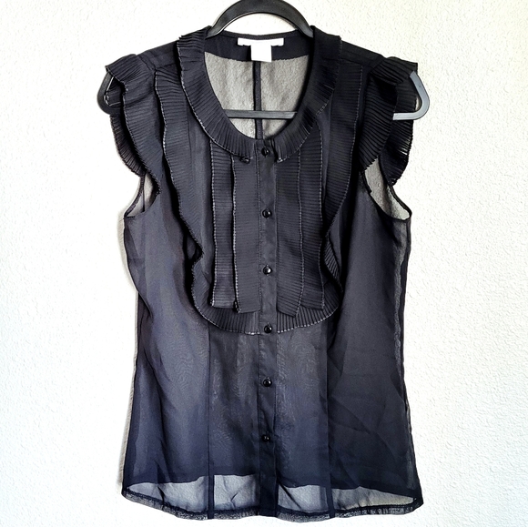 Charlotte Russe Black Sheer Ruffled Blouse - Picture 1 of 4